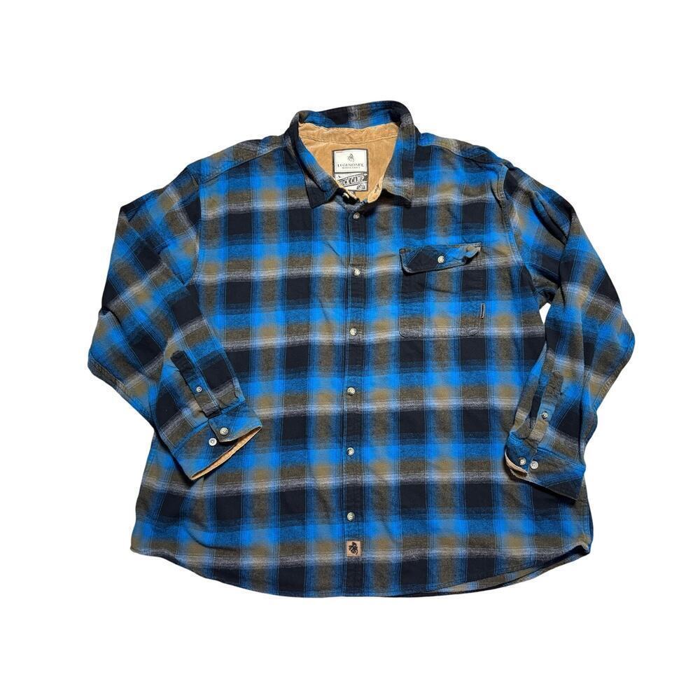 LEGENDARY WHITETAILS Long sleeve Flannel, collared shirt, 4XL, Blue & Black